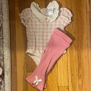 Nicole Miller Cream and Pink Baby Outfit